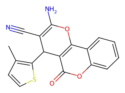 2-amino-4-(3-methyl-2-thienyl)-5-oxo-4H,5H-pyrano[3,2-c]chromene-3-carbonitrile structure