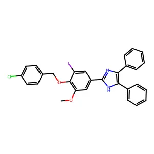 2-[4-[(4-chlorophenyl)methoxy]-3-iodo-5-methoxyphenyl]-4,5-diphenyl-1H-imidazole structure