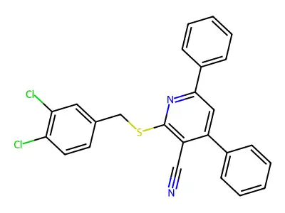 2-[(3,4-Dichlorophenyl)methylthio]-4,6-diphenylpyridine-3-carbonitrile structure