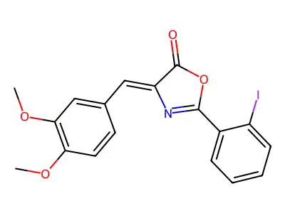 (Z)-4-(3,4-dimethoxybenzylidene)-2-(2-iodophenyl)oxazol-5(4H)-one structure