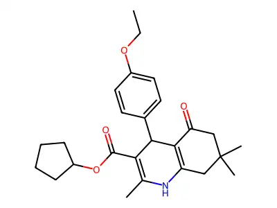 cyclopentyl 4-(4-ethoxyphenyl)-2,7,7-trimethyl-5-oxo-1,4,5,6,7,8-hexahydroquinoline-3-carboxylate structure