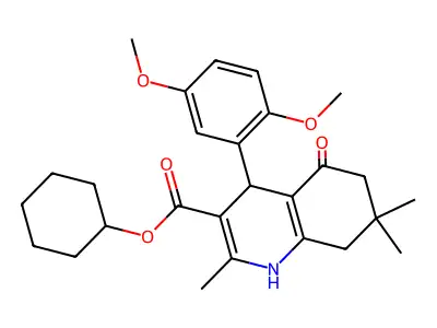 cyclohexyl 4-(2,5-dimethoxyphenyl)-2,7,7-trimethyl-5-oxo-1,4,5,6,7,8-hexahydroquinoline-3-carboxylate structure
