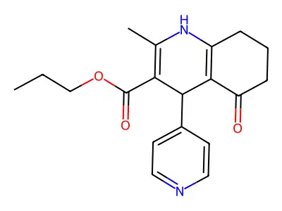 propyl 2-methyl-5-oxo-4-(pyridin-4-yl)-1,4,5,6,7,8-hexahydroquinoline-3-carboxylate structure
