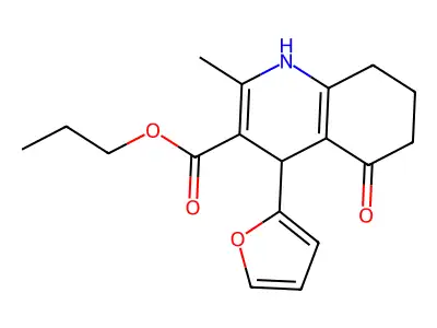 Propyl 4-(2-furyl)-2-methyl-5-oxo-1,4,5,6,7,8-hexahydro-3-quinolinecarboxylate structure