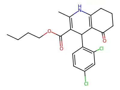 butyl 4-(2,4-dichlorophenyl)-2-methyl-5-oxo-1,4,5,6,7,8-hexahydroquinoline-3-carboxylate structure