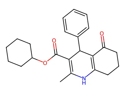 Cyclohexyl 2-methyl-5-oxo-4-phenyl-1,4,5,6,7,8-hexahydroquinoline-3-carboxylate structure