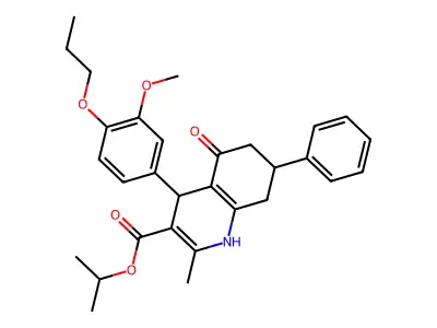 propan-2-yl 4-(3-methoxy-4-propoxyphenyl)-2-methyl-5-oxo-7-phenyl-1,4,5,6,7,8-hexahydroquinoline-3-carboxylate structure