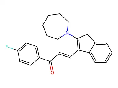 3-[2-(azepan-1-yl)-3H-inden-1-yl]-1-(4-fluorophenyl)prop-2-en-1-one structure