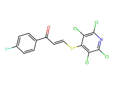 1-(4-Fluorophenyl)-3-[(2,3,5,6-tetrachloro-4-pyridyl)thio]prop-2-en-1-one structure