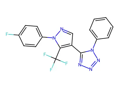 5-[1-(4-Fluorophenyl)-5-(trifluoromethyl)pyrazol-4-yl]-1-phenyltetrazole structure