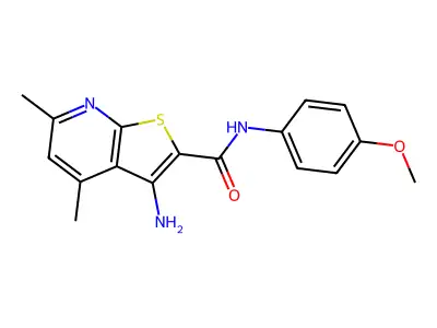 3-amino-N-(4-methoxyphenyl)-4,6-dimethylthieno[2,3-b]pyridine-2-carboxamide structure