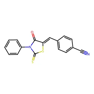 4-[(4-Oxo-3-phenyl-2-thioxo-1,3-thiazolan-5-yliden)methyl]benzonitrile structure