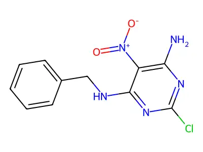 N4-benzyl-2-chloro-5-nitropyrimidine-4,6-diamine structure