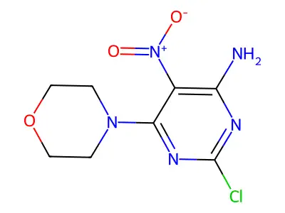 2-Chloro-6-(morpholin-4-yl)-5-nitropyrimidin-4-amine structure