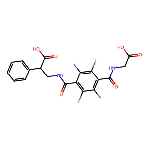 Benzeneacetic acid, alpha-(((4-(((carboxymethyl)amino)carbonyl)-2,3,5,6-tetraiodobenzoyl)amino)methyl)- structure