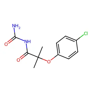 N-carbamoyl-2-(4-chlorophenoxy)-2-methylpropanamide structure