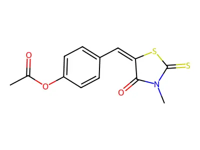 4-[(E)-(3-methyl-4-oxo-2-thioxo-1,3-thiazolidin-5-ylidene)methyl]phenyl acetate structure