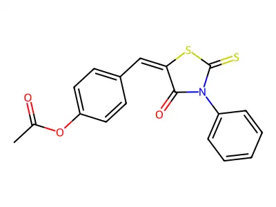 4-[(E)-(4-oxo-3-phenyl-2-thioxo-1,3-thiazolidin-5-ylidene)methyl]phenyl acetate structure