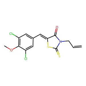 (5E)-5-[(3,5-dichloro-4-methoxyphenyl)methylidene]-3-prop-2-enyl-2-sulfanylidene-1,3-thiazolidin-4-one structure