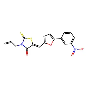 3-Allyl-5-[(5-{3-nitrophenyl}-2-furyl)methylene]-2-thioxo-1,3-thiazolidin-4-one structure