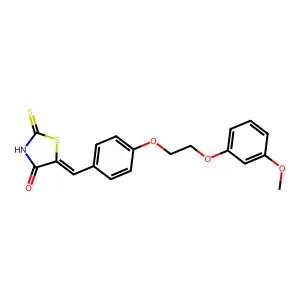 (5E)-5-{4-[2-(3-methoxyphenoxy)ethoxy]benzylidene}-2-thioxo-1,3-thiazolidin-4-one structure
