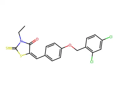 5-({4-[(2,4-dichlorobenzyl)oxy]phenyl}methylene)-3-ethyl-2-thioxo-1,3-thiazolan-4-one structure