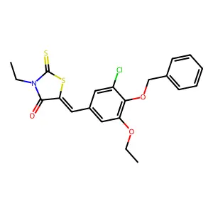 (5E)-5-[(3-chloro-5-ethoxy-4-phenylmethoxyphenyl)methylidene]-3-ethyl-2-sulfanylidene-1,3-thiazolidin-4-one structure