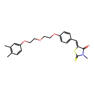 (5E)-5-[[4-[2-[2-(3,4-dimethylphenoxy)ethoxy]ethoxy]phenyl]methylidene]-3-methyl-2-sulfanylidene-1,3-thiazolidin-4-one structure
