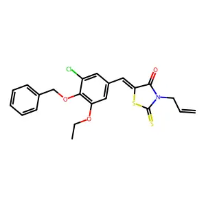 (5E)-5-[(3-chloro-5-ethoxy-4-phenylmethoxyphenyl)methylidene]-3-prop-2-enyl-2-sulfanylidene-1,3-thiazolidin-4-one structure