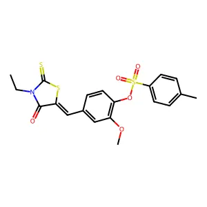 (E)-4-((3-ethyl-4-oxo-2-thioxothiazolidin-5-ylidene)methyl)-2-methoxyphenyl 4-methylbenzenesulfonate structure