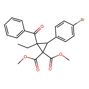Dimethyl 2-benzoyl-3-(4-bromophenyl)-2-ethylcyclopropane-1,1-dicarboxylate structure