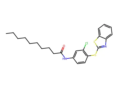 N-[4-(1,3-benzothiazol-2-ylsulfanyl)-3-chlorophenyl]decanamide structure