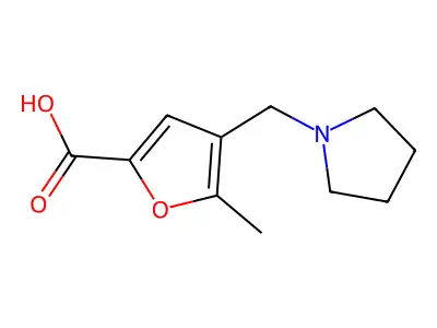 5-Methyl-4-pyrrolidin-1-ylmethyl-furan-2-carboxylic acid structure