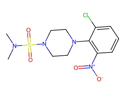 4-(2-chloro-6-nitrophenyl)-N,N-dimethylpiperazine-1-sulfonamide structure