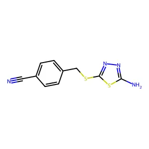 4-{[(5-Amino-1,3,4-thiadiazol-2-yl)thio]methyl}benzonitrile structure