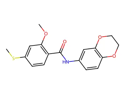 N-(2,3-dihydro-1,4-benzodioxin-6-yl)-2-methoxy-4-methylsulfanylbenzamide structure