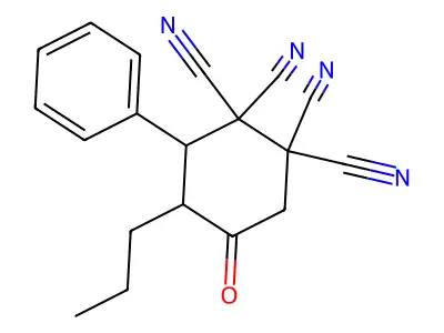 5-Oxo-3-phenyl-4-propylcyclohexane-1,1,2,2-tetracarbonitrile structure