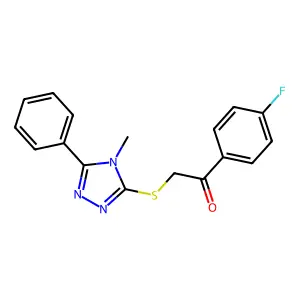 1-(4-Fluorophenyl)-2-[(4-methyl-5-phenyl-4H-1,2,4-triazol-3-yl)thio]ethanone structure