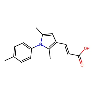 (2E)-3-[2,5-dimethyl-1-(4-methylphenyl)-1H-pyrrol-3-yl]prop-2-enoic acid structure