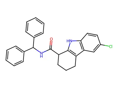 N-benzhydryl-6-chloro-2,3,4,9-tetrahydro-1H-carbazole-1-carboxamide structure