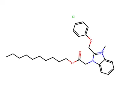 Decyl 2-[3-methyl-2-(phenoxymethyl)benzimidazol-3-ium-1-yl]ethanoate;chloride structure