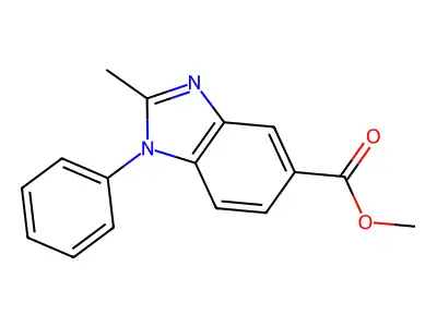 Methyl 2-methyl-1-phenyl-1,3-benzodiazole-5-carboxylate structure