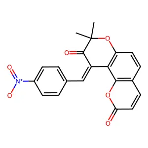 8,8-Dimethyl-10-(4-nitrobenzylidene)-10-hydro-2H,8H-pyrano[2,3-f]chromene-2,9-dione structure