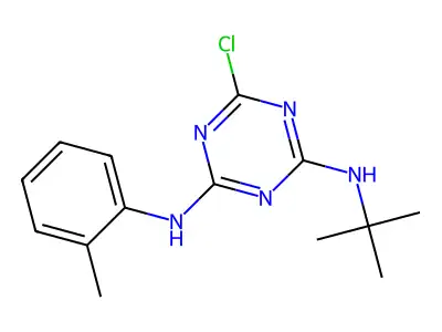 2-N-tert-butyl-6-chloro-4-N-(2-methylphenyl)-1,3,5-triazine-2,4-diamine structure