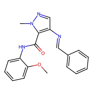 4-(Benzylideneamino)-N-(2-methoxyphenyl)-1-methyl-1H-pyrazole-5-carboxamide structure