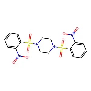 1,4-Bis[(2-nitrophenyl)sulfonyl]piperazine structure