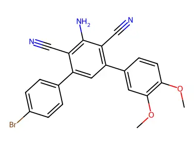 2-Amino-4-(4-bromophenyl)-6-(3,4-dimethoxyphenyl)benzene-1,3-dicarbonitrile structure