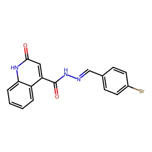 1,2-Dihydro-2-oxo-4-quinolinecarboxylic acid 2-[(4-bromophenyl)methylene]hydrazide structure