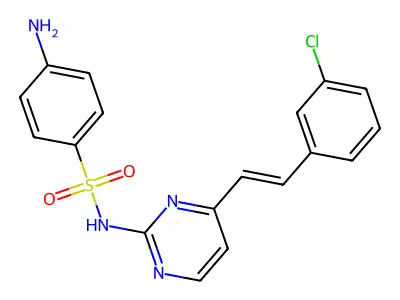 4-amino-N-{4-[(E)-2-(3-chlorophenyl)ethenyl]pyrimidin-2-yl}benzenesulfonamide structure