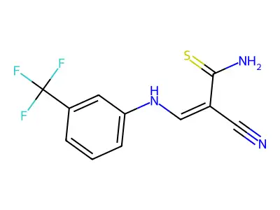 (2Z)-2-cyano-3-{[3-(trifluoromethyl)phenyl]amino}prop-2-enethioamide structure